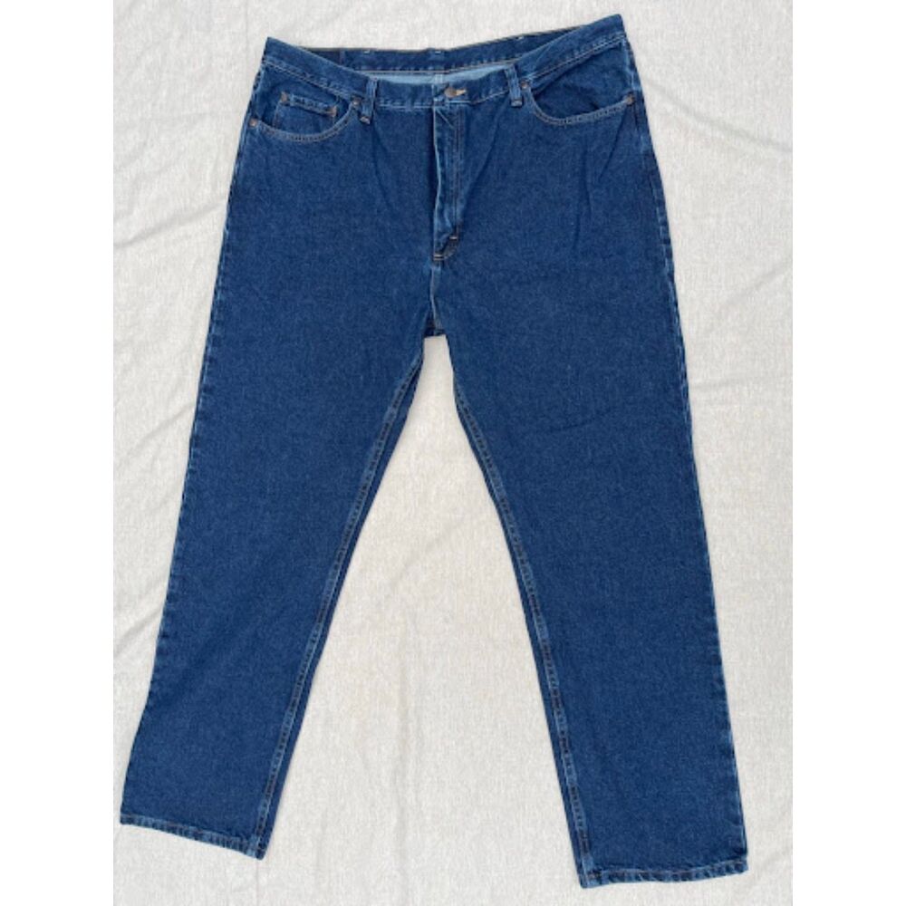 Wrangler Premium Quality Regular Fit Jeans 42x32 Dark Wash Heavyweight Denim